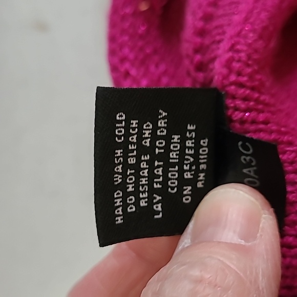 New Directions Fuchsia Sequin Striped Cowl Neck Short Sleeve Sweater size XL - Picture 4 of 6
